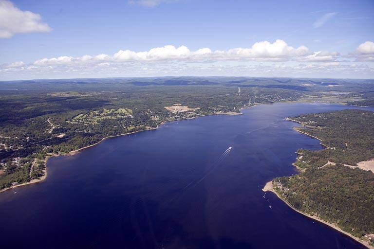 Colour aerial photograph of river valley