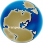 Colour image of globe showing changing position of continent Pangea